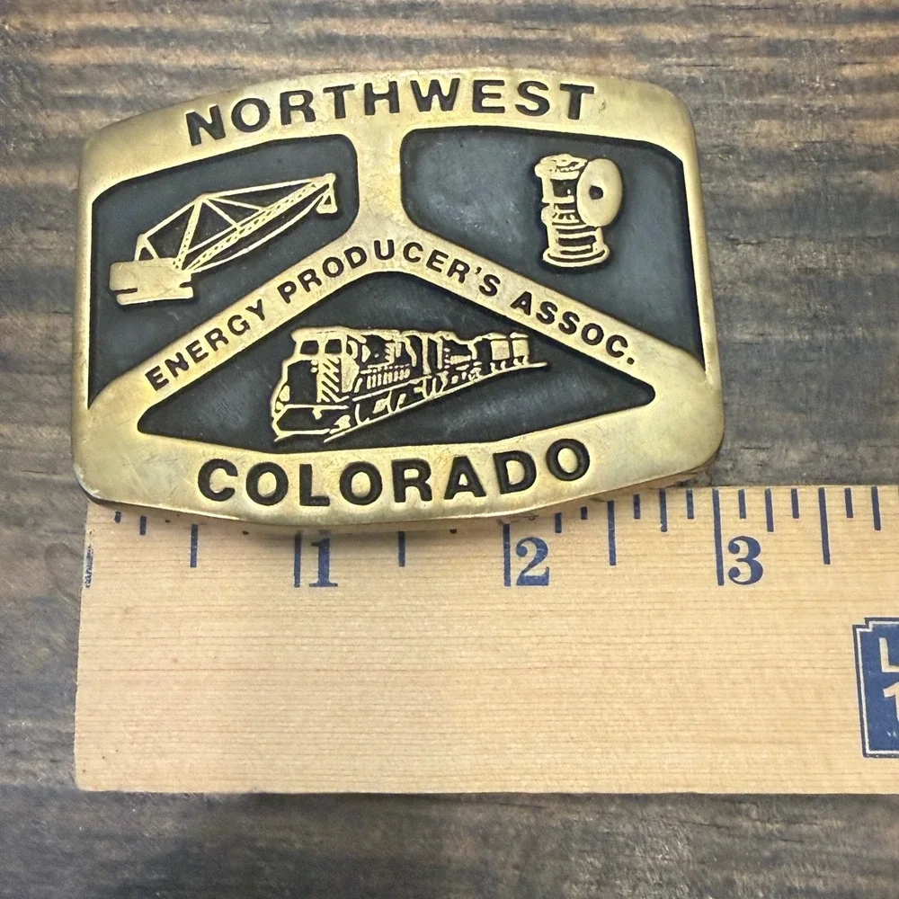 Vintage 1985 Anacortes Brass Works Northwest‎ Energy Colorado Belt Buckle Train
